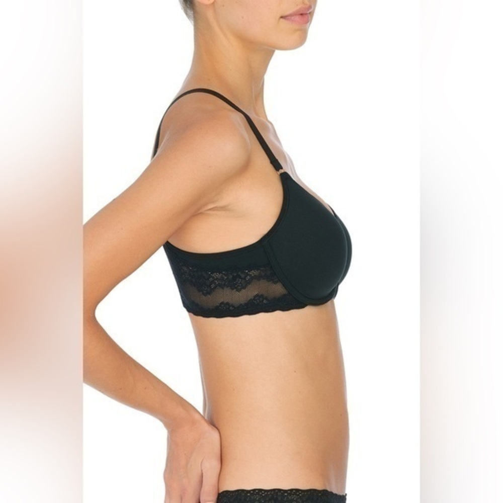 NATORI Bliss Perfection Contour Underwire Bra Black Lace Trim Women’s Plus 40G